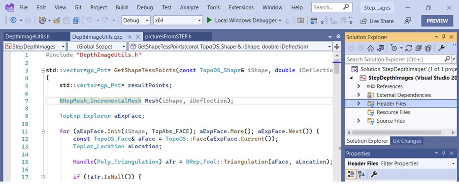 Editing C++ code of 3D machine learning project in Visual Studio